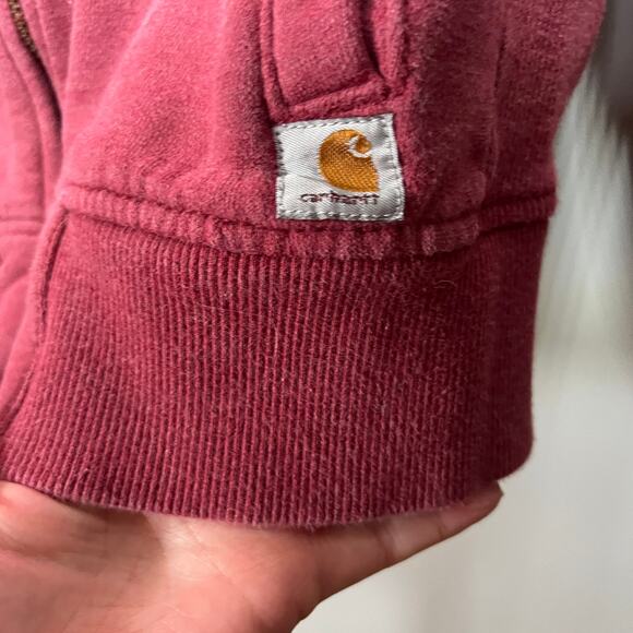 Carhartt Jacket Terra Cotta Pink Mock Neck Zip Sweat Comfy Casual Fall Knit M - Picture 4 of 10